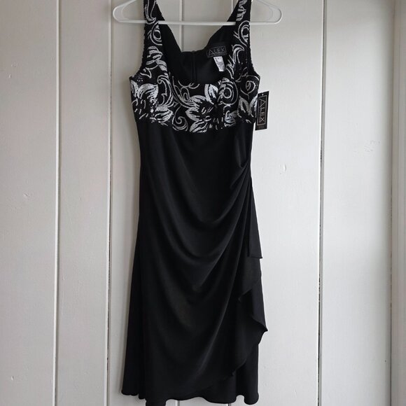 NEW Alex Evenings 2 Piece Black and White Sequin Dress Size 6 - Picture 5 of 6